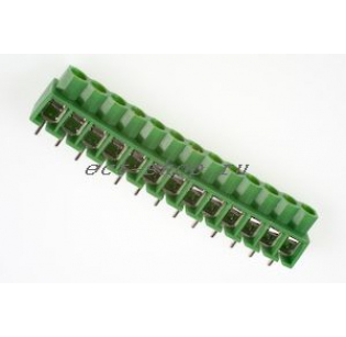 Клеммная колодка DINKLE 166-13P, Винтовая, 13 контактов, сечение провода 0.5-4 мм2, ток 24 A, Зеленый Клеммная колодка DINKLE 166-13P, Винтовая, 13 контактов, сечение провода 0.5-4 мм2, ток 24 A, Зеленый